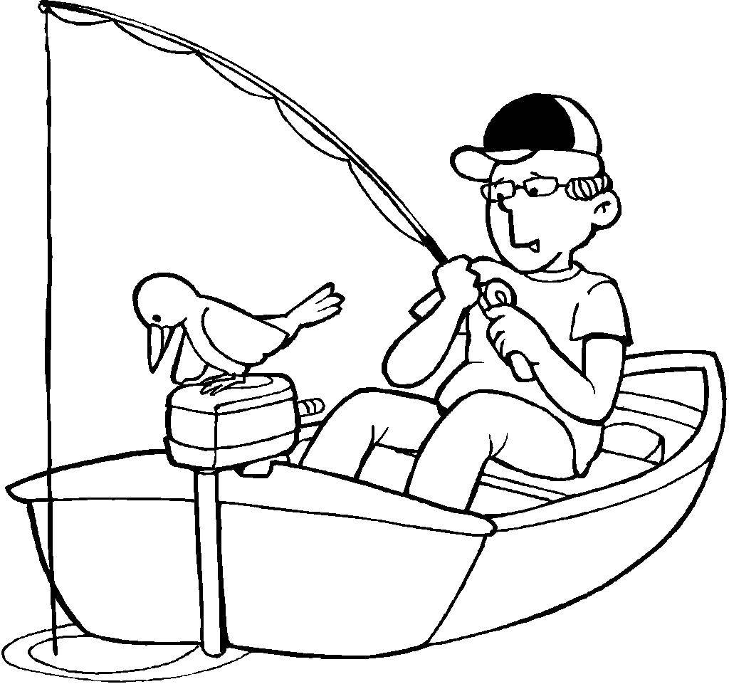 Опис: розмальовки  Чайка дивиться як рибалка ловить рибу. Категорія: відпочинок. Теги:  Відпочинок, рибалка, чайка.