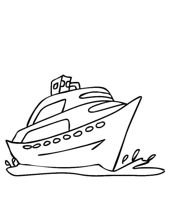 Розмальовки  Яхта пливе по хвилях. Завантажити розмальовку Яхта, вода, хвилі.  Роздрукувати ,катер,