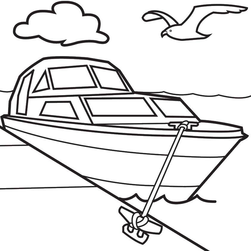 Название: Раскраска Катер на воде. Категория: катер. Теги: Катер, вода, лодки.