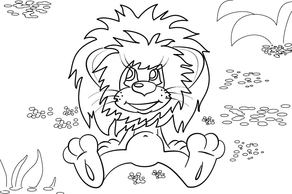 Coloring I was lying in the sun. Category Soviet coloring. Tags:  Cartoon character, lion cub.