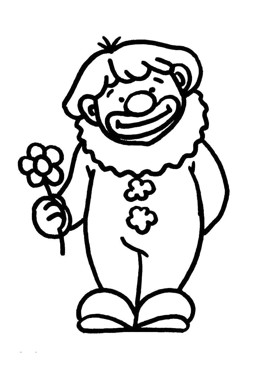 Опис: розмальовки  Клоун з квіткою. Категорія: Клоуни. Теги:  Клоун.