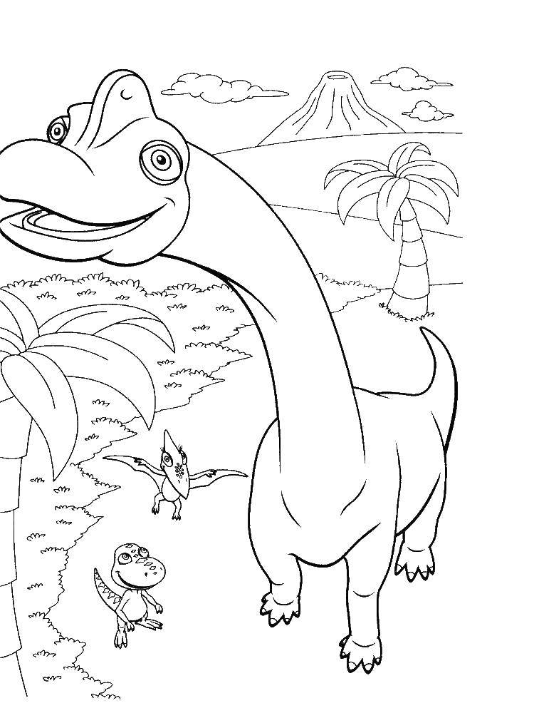 Название: Раскраска Любопытные динозаврики. Категория: динозавр. Теги: Динозавры.