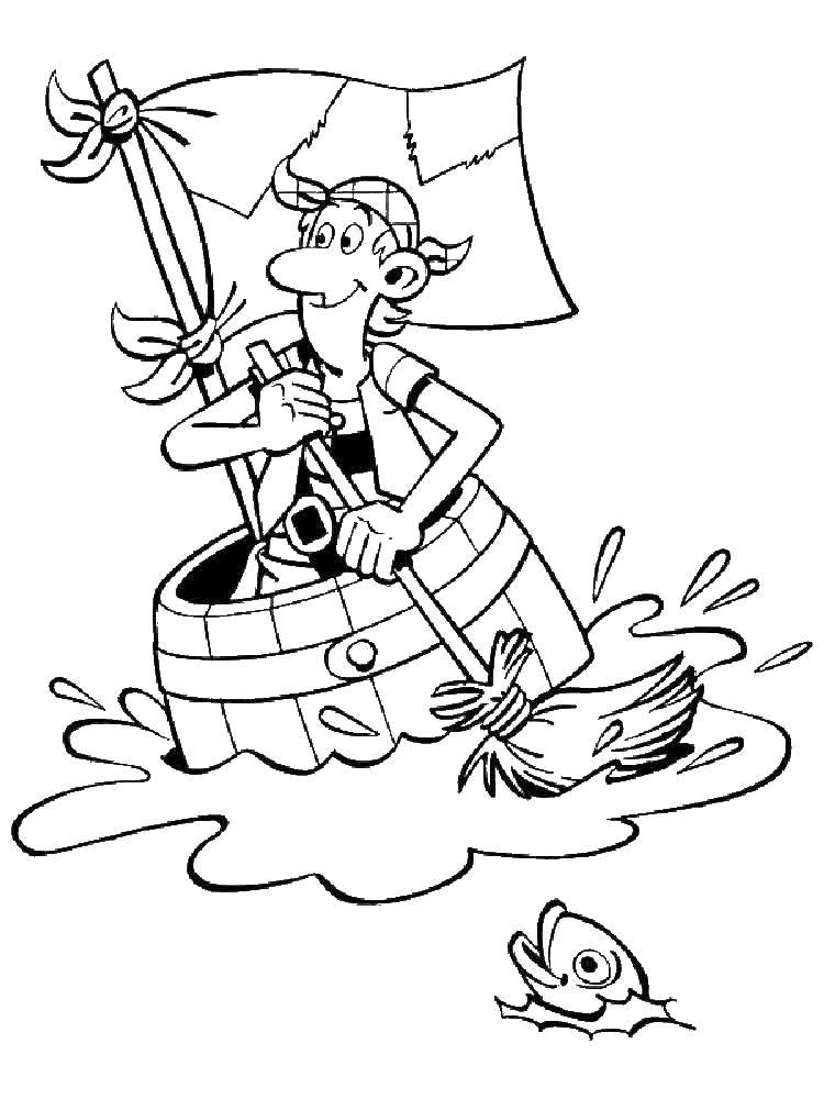 Coloring Pirate floating in a barrel. Category The pirates. Tags:  Pirate, sea.