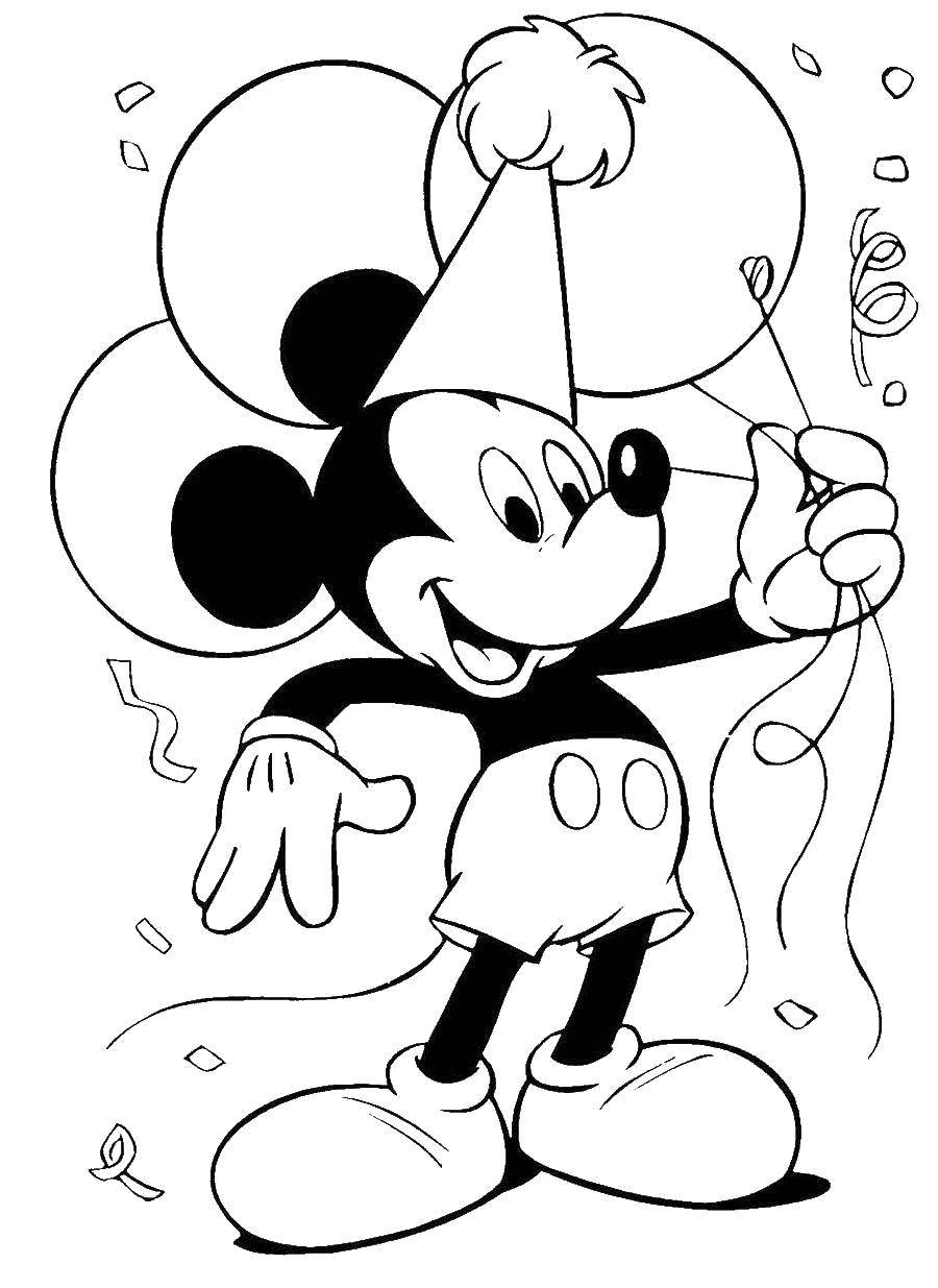 Coloring Festive Mickey mouse. Category Cartoon character. Tags:  Disney, Mickey mouse, holiday, balls.