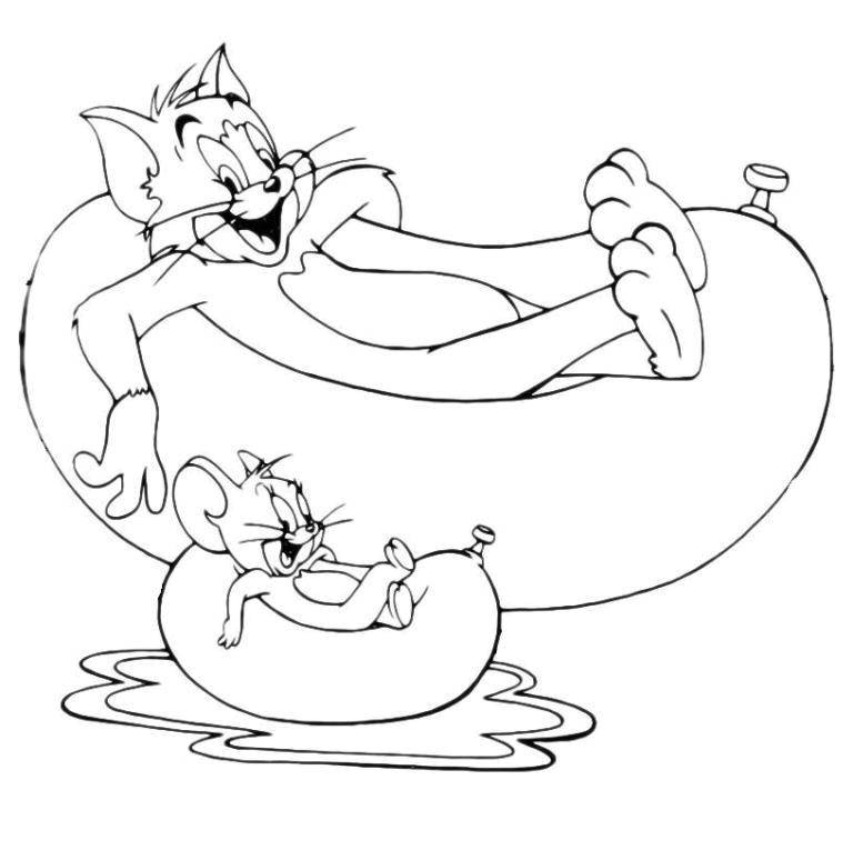Coloring Tom and Jerry playing in the water. Category Disney cartoons. Tags:  Disney, Tom and Jerry.
