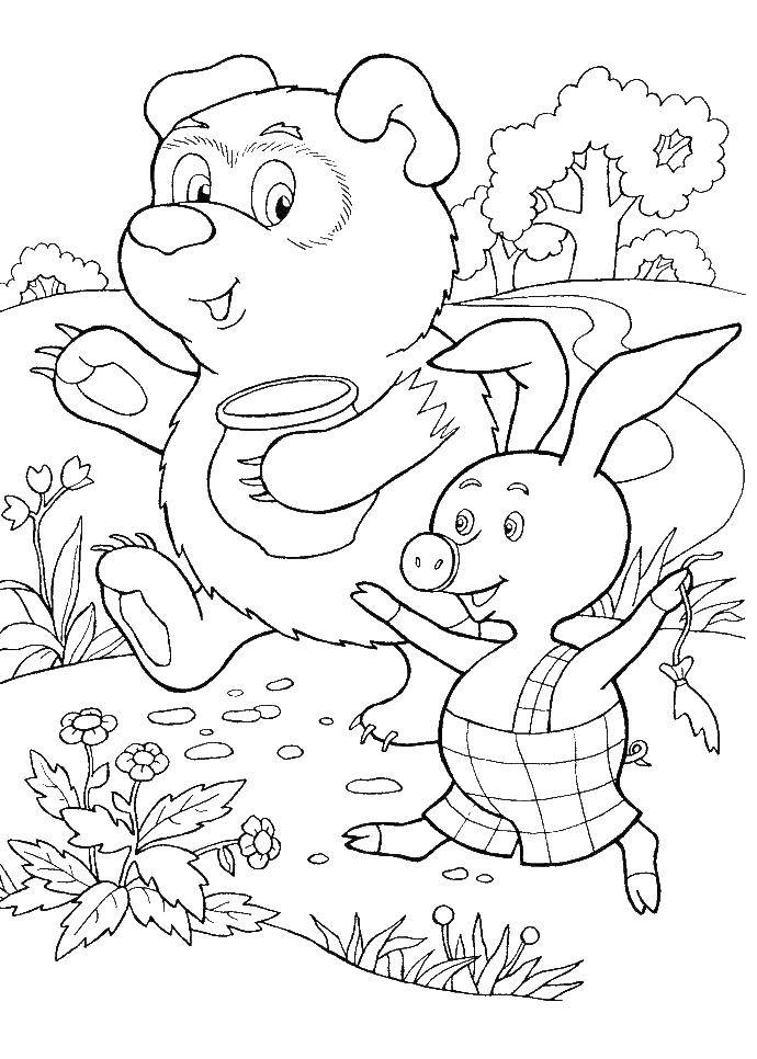 Coloring Winnie the Pooh and Piglet. Category Soviet coloring. Tags:  Winnie the Pooh, Piglet.