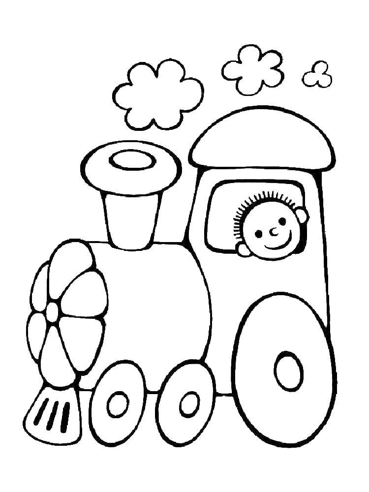 Опис: розмальовки  Машиніста в паровозику. Категорія: поїзд. Теги:  Паровозик, машиніст.