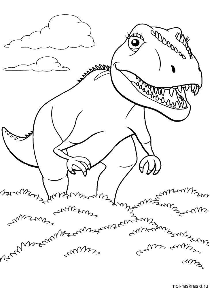 Название: Раскраска Большой тираннозавр. Категория: динозавр. Теги: Динозавры, тираннозавр.