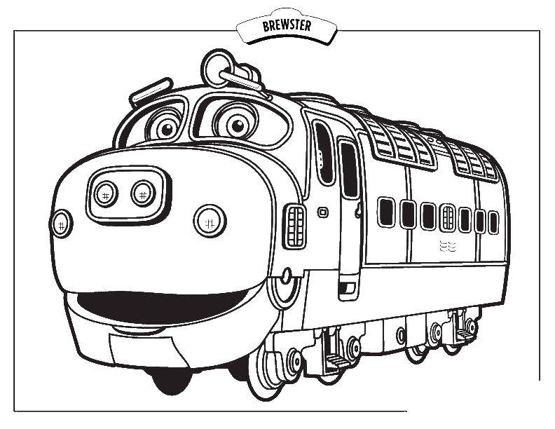 Название: Раскраска Чаггингтон веселый паровозик брюстер. Категория: мультики. Теги: поезд, паровоз, Чаггингтон.