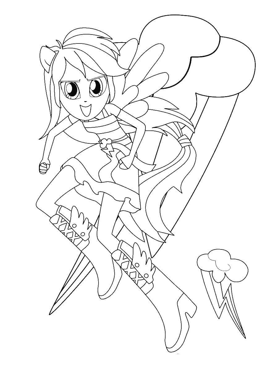 Coloring Equestria girls rainbow. Category my little pony. Tags:  equestria girls, pony.