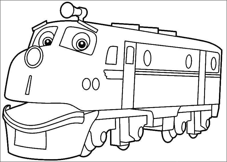 Название: Раскраска Испуганный паровозик. Категория: поезд. Теги: Паровозик.