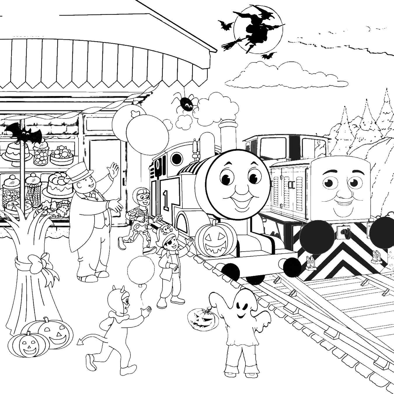 Coloring Thomas the tank engine. Category Cartoon character. Tags:  Train, Thomas.