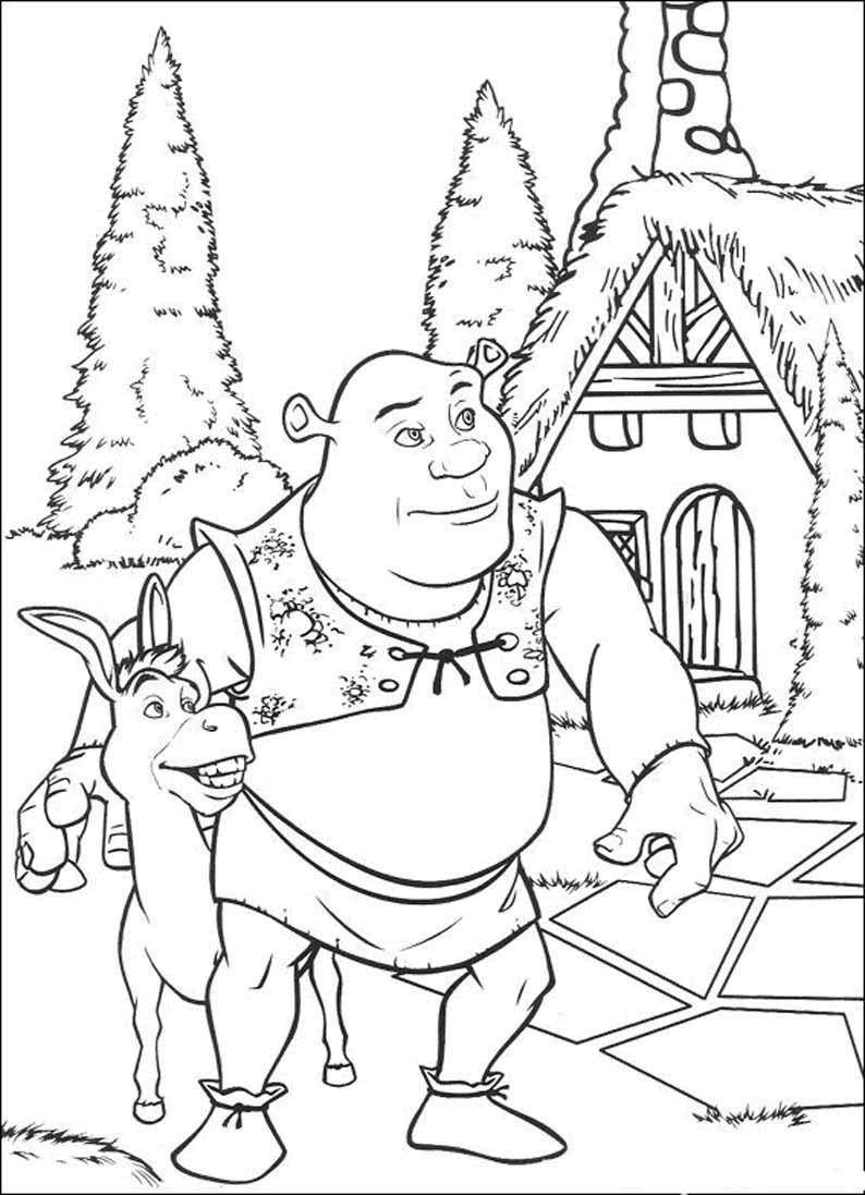 Coloring Shrek and donkey. Category Disney coloring pages. Tags:  Disney, Shrek, Donkey.