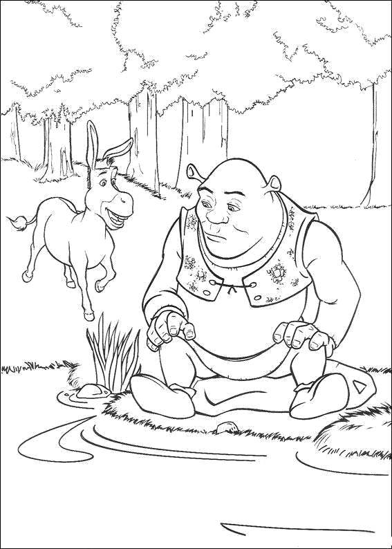 Coloring Soothes the frustrated donkey Shrek. Category Disney coloring pages. Tags:  Disney, Shrek, Donkey.