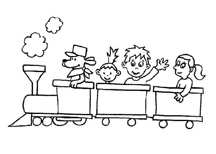 Название: Раскраска Паровоз катает детей. Категория: поезд. Теги: паровоз.