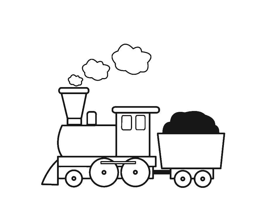 Название: Раскраска Паровоз с углем. Категория: поезд. Теги: паровоз.