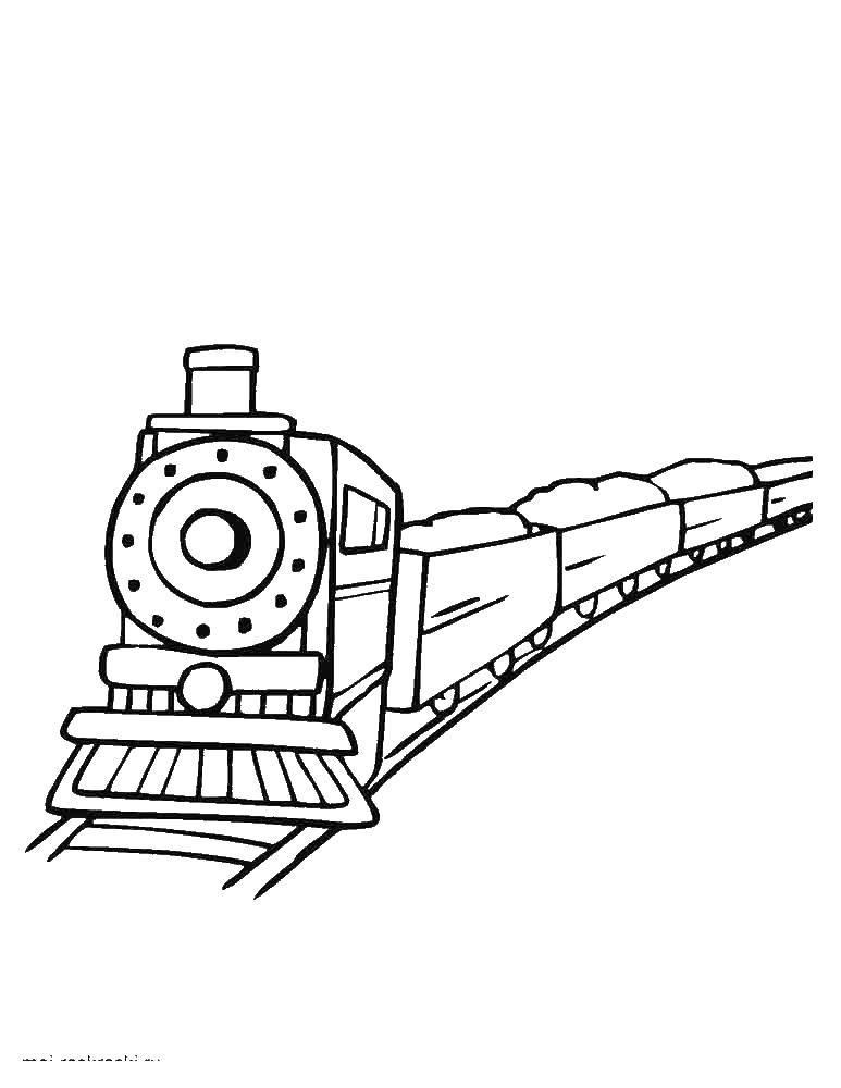 Coloring Steam locomotive with wagons. Category train. Tags:  train.