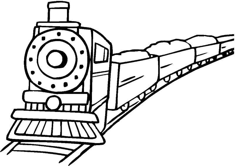 Название: Раскраска Паровоз с вагонами. Категория: поезд. Теги: Паровоз.