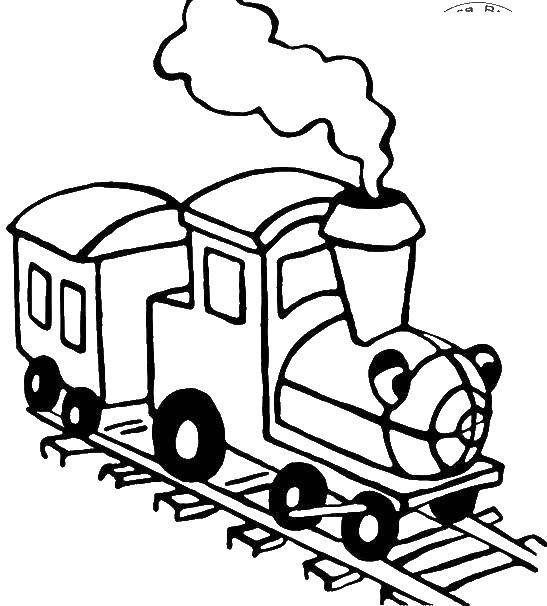 Название: Раскраска Паровоз с вагонами. Категория: поезд. Теги: паровоз.