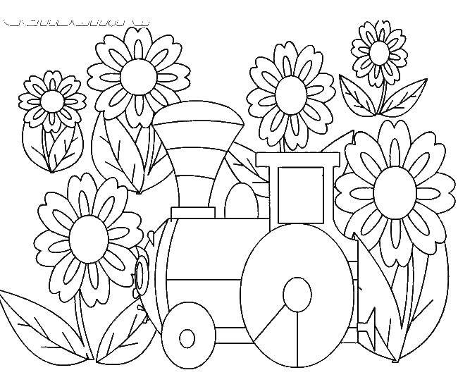 Coloring Train sun. Category cartoons. Tags:  locomotive.