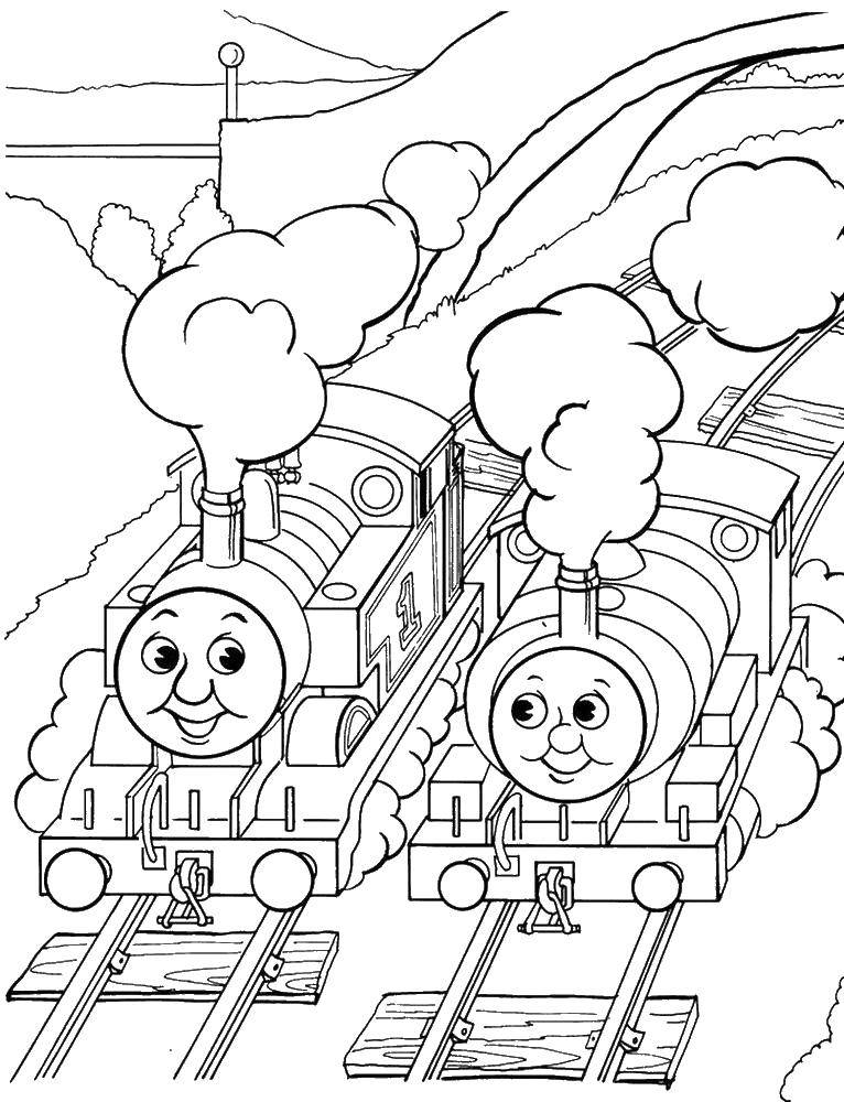 Coloring Thomas the tank engine and his friends. Category cartoons. Tags:  locomotive, Thomas.