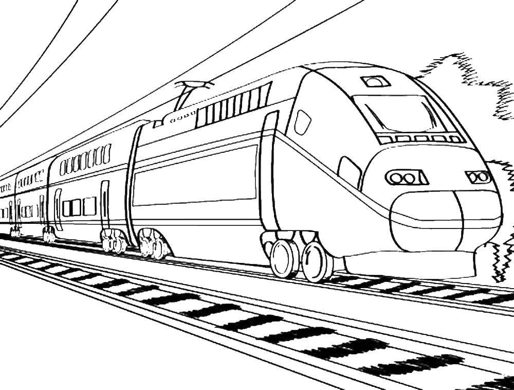 Название: Раскраска Поезд с вагонами. Категория: поезд. Теги: поезд, паровоз.