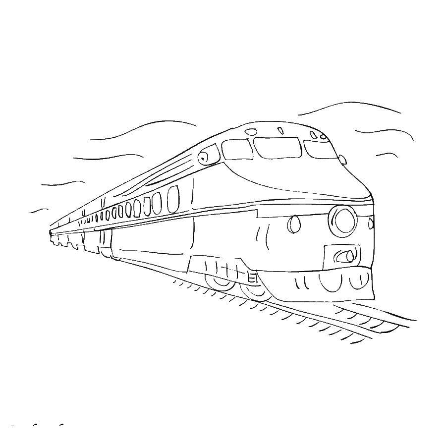 Coloring Train with wagons. Category train. Tags:  train, locomotive.