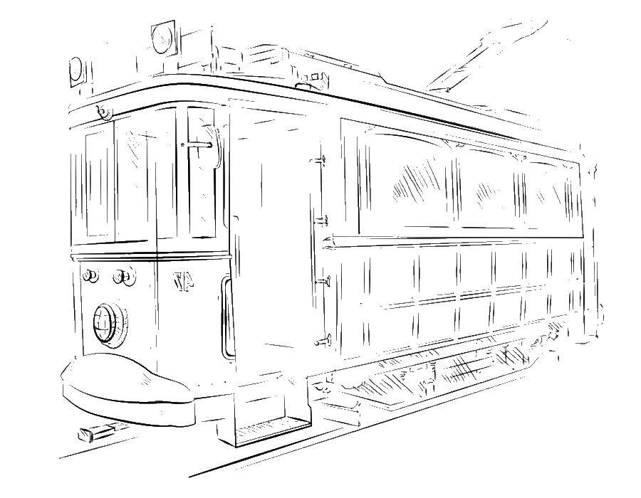 Название: Раскраска Трамвай. Категория: поезд. Теги: трамвай.