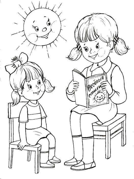 Coloring Girl reading a book. Category People. Tags:  girls book.