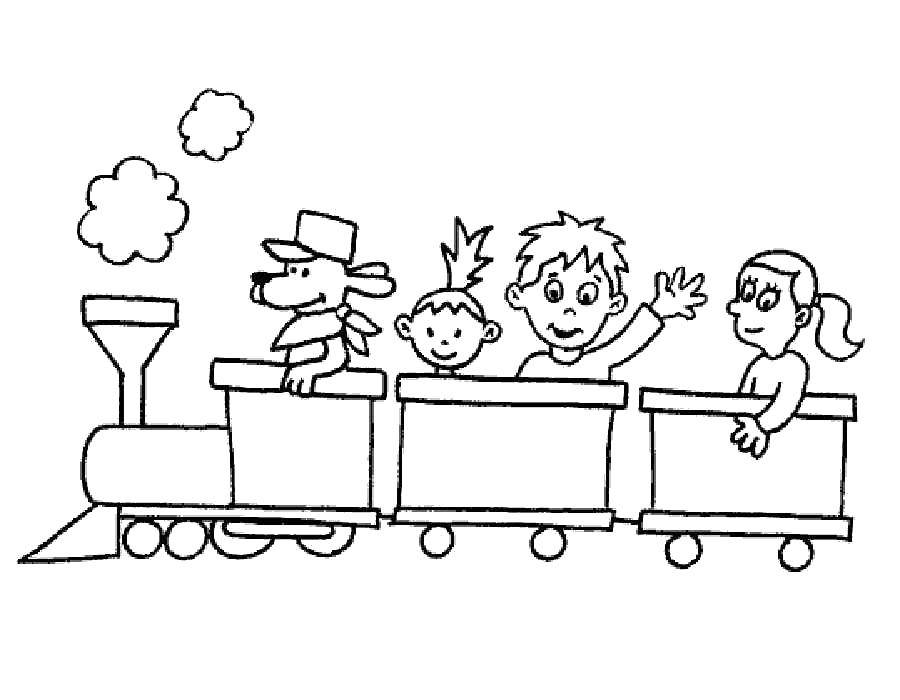 Название: Раскраска Весёлая компания едет в вагончиках. Категория: поезд. Теги: Поезд, друзья, веселье.