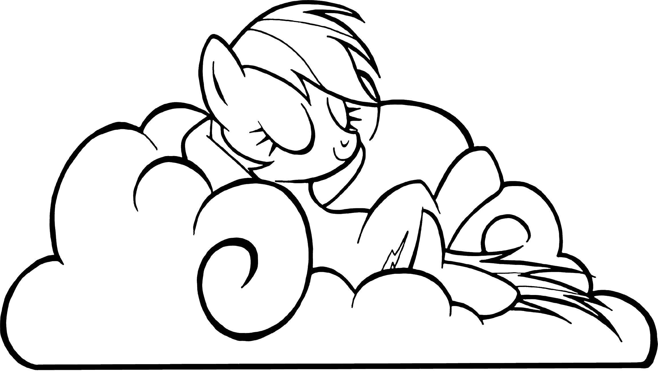 Название: Раскраска Пони из my little pony лежит на облачке. Категория: Пони. Теги: Пони, "My little pony".