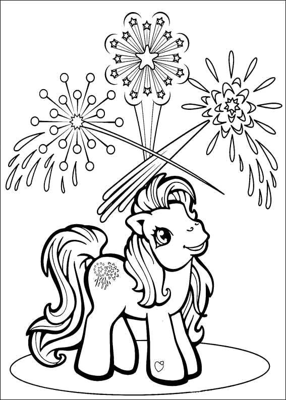 Coloring Ponies from my little pony looking at fireworks. Category Cartoon character. Tags:  Pony, My little pony.