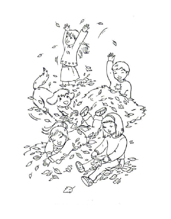 Coloring Game in fallen leaves. Category children. Tags:  Children, autumn, leaves, fun.