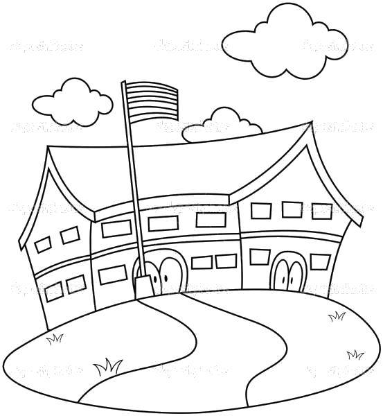 Coloring Clouds over the house. Category building. Tags:  House, building.