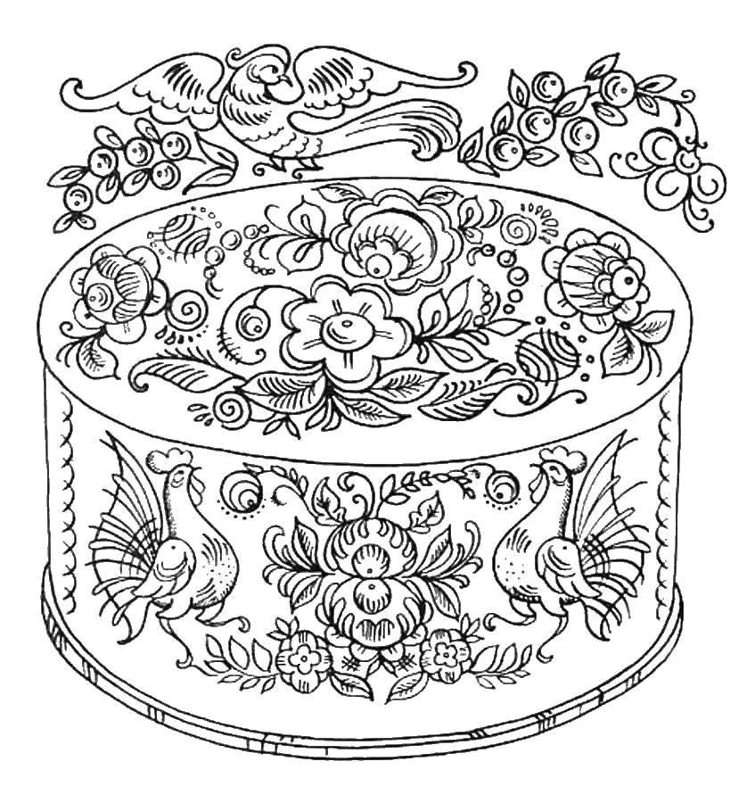 Coloring Patterned box. Category utensils. Tags:  Utensils, jewelry box.