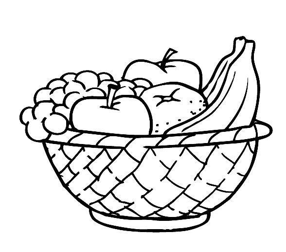 Название: Раскраска Корзина с фруктами. Категория: фрукты. Теги: корзина, фрукты.
