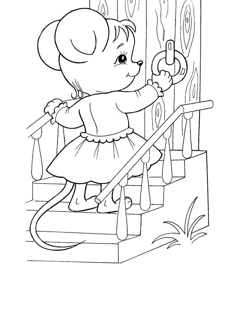 Coloring Mouse knocks on the door. Category little ones. Tags:  Animals, mouse.