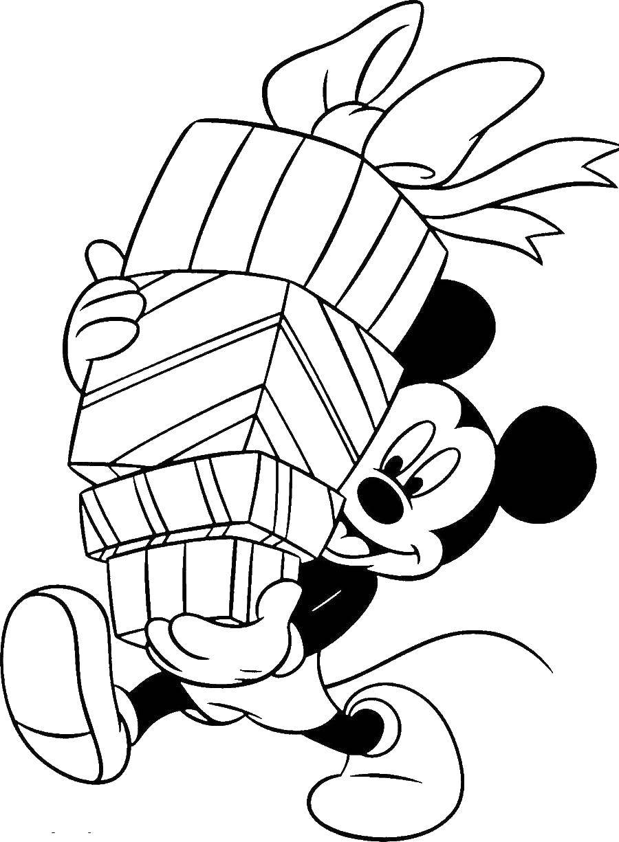 Coloring Mickey mouse bears gifts. Category Disney coloring pages. Tags:  Disney, Mickey Mouse.