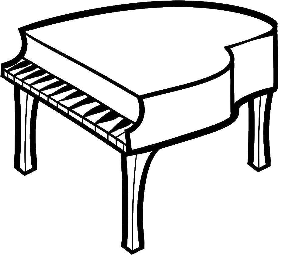 Название: Раскраска Рояль. Категория: музыкальные инструменты. Теги: Инструмент, рояль.