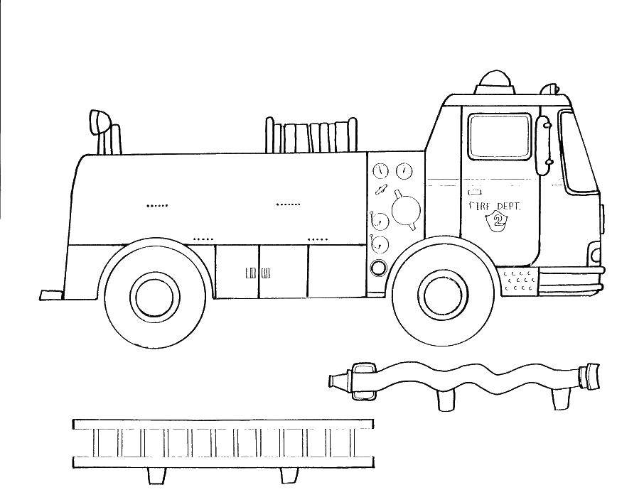Coloring Fire truck. Category Equipment. Tags:  fire, police, ambulance.