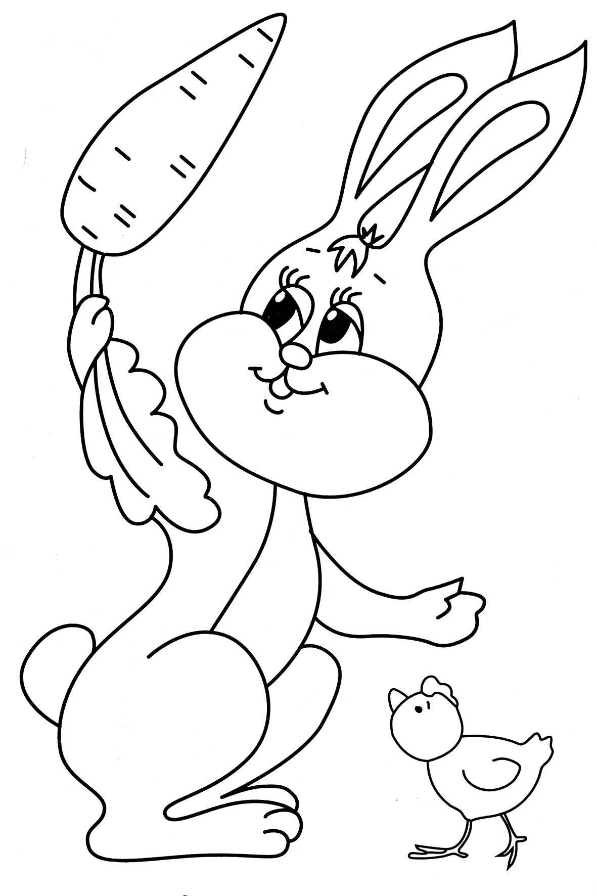 Название: Раскраска Заяц с морковкой. Категория: Животные. Теги: заяц.