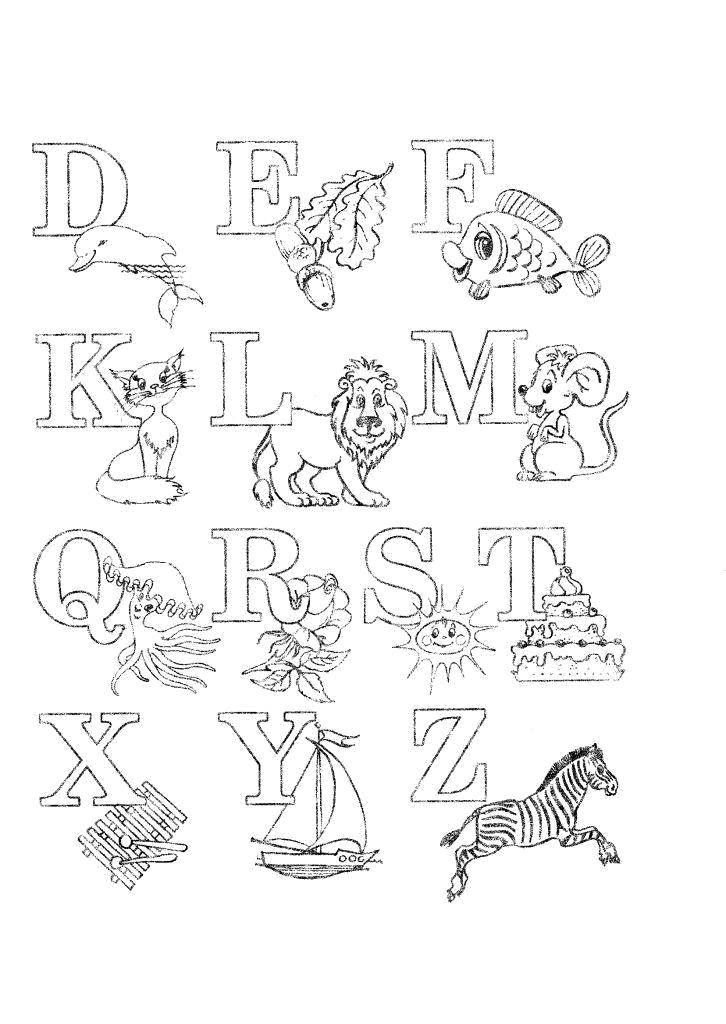 Coloring English alphabet with animals. Category English. Tags:  The alphabet, letters.