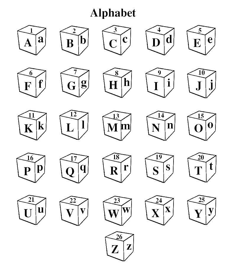 Coloring English alphabet cubes. Category English. Tags:  The alphabet, letters.