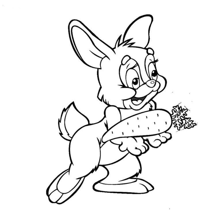 Coloring Bunny with carrot. Category Animals. Tags:  hare.