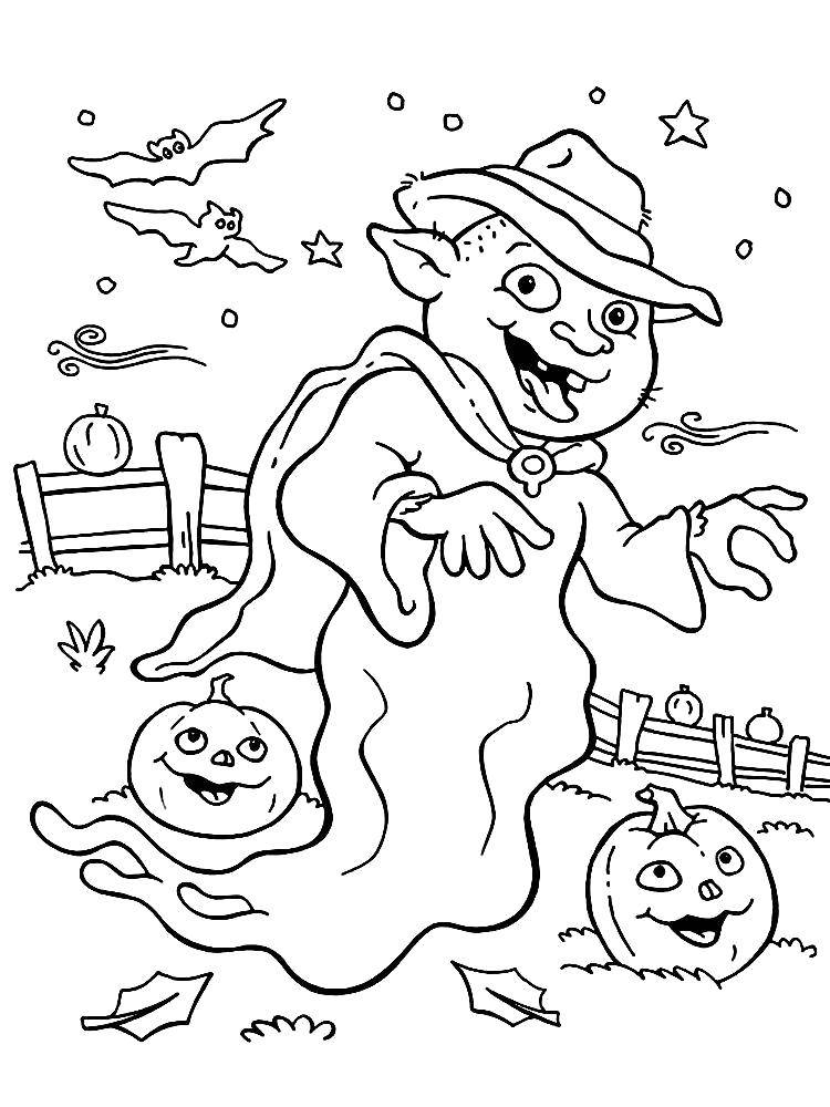 Coloring A Ghost on Halloween. Category Halloween. Tags:  Halloween, Ghost, pumpkin.