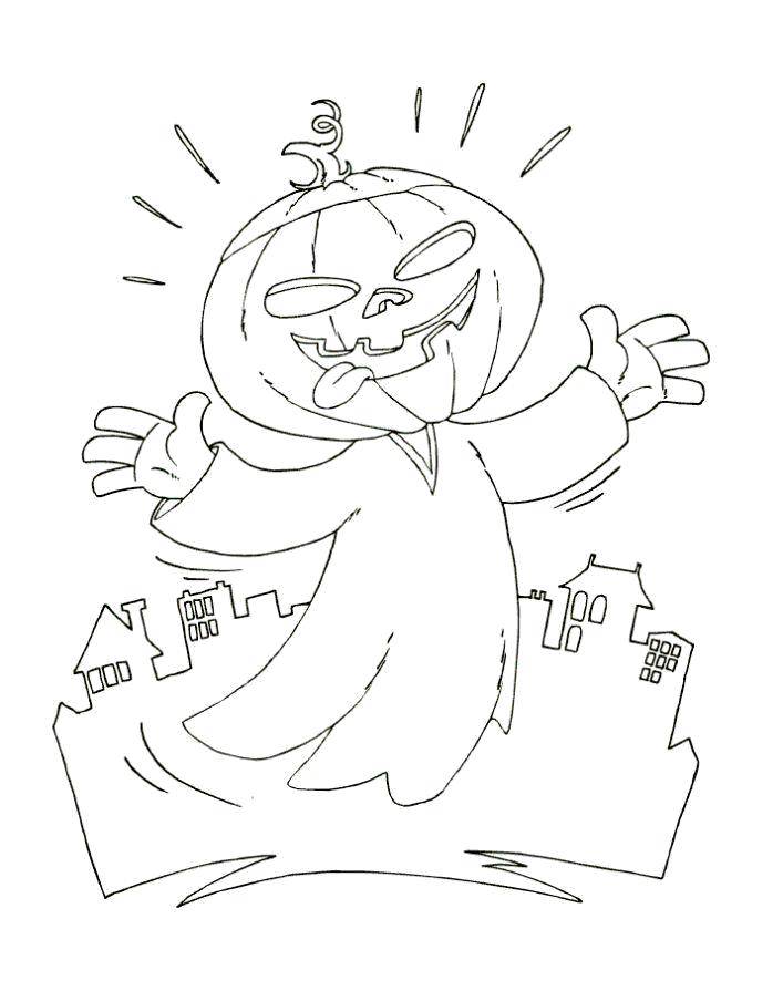 Coloring Ghost with pumpkin. Category Halloween. Tags:  Halloween, Ghost, pumpkin.