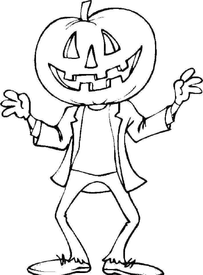 Coloring Pumpkin on the head. Category Halloween. Tags:  Halloween, Ghost, pumpkin.