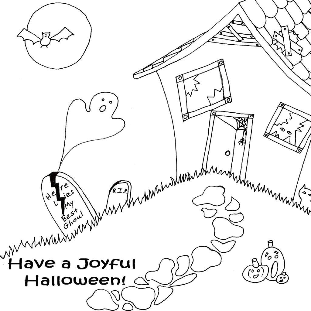 Название: Раскраска Дом с приведениями. Категория: Хэллоуин. Теги: Хэллоуин, дом, призрак.