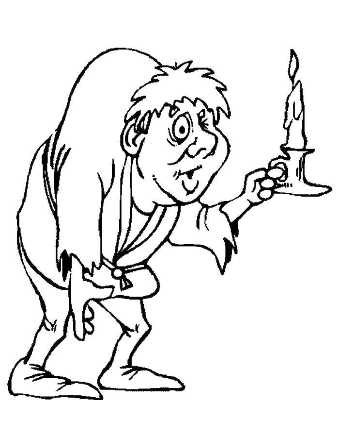 Coloring The hunchback with a candle. Category Halloween. Tags:  Halloween.