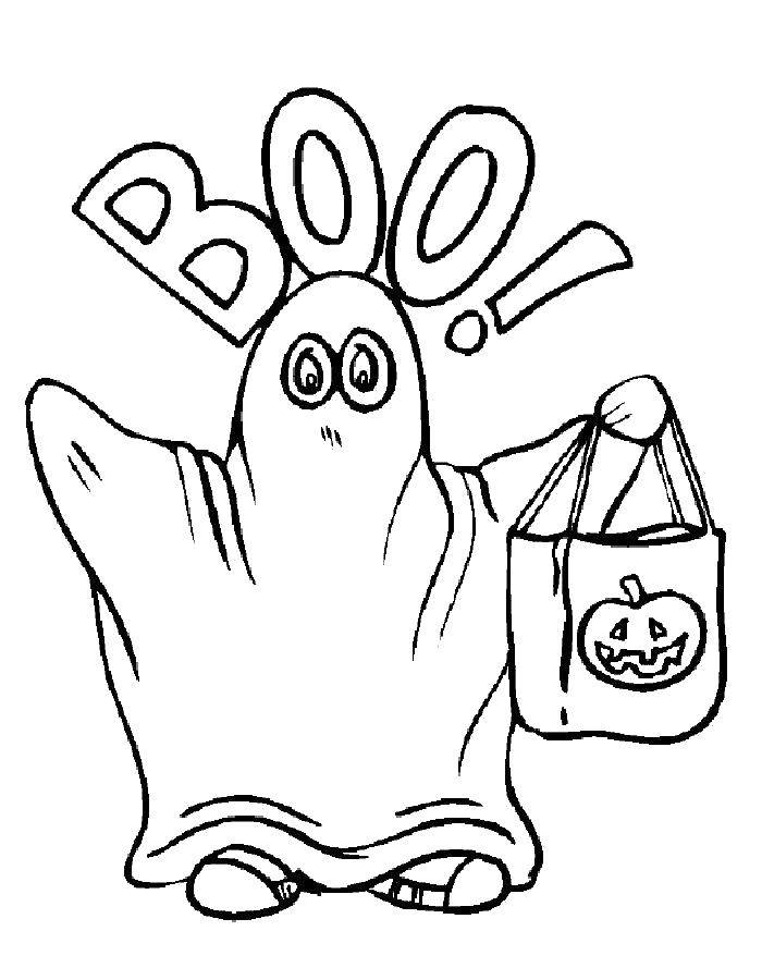 Coloring The Ghost suit. Category Halloween. Tags:  Halloween, Ghost, pumpkin.